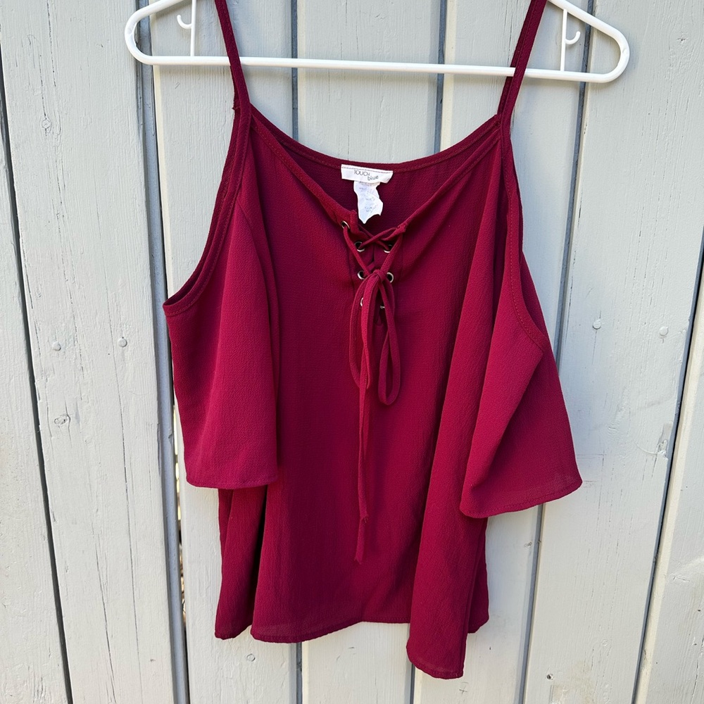 Elegant Burgundy Lace-Up Camisole